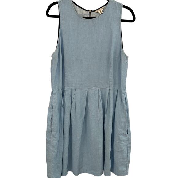 Gap Women's Linen Sleeveless Fit and Flare Dress in Light Blue Size 14 - Picture 1 of 9